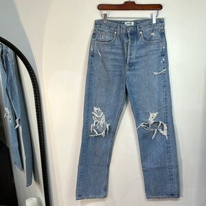 agolde revolve 90's mid rise loose fit jeans ripped distressed cotton 25